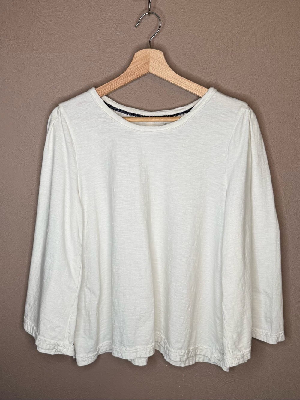 Anthropologie Pilcro Women's Ivory Flared Bell Sleeve Flowy Textured Top Medium